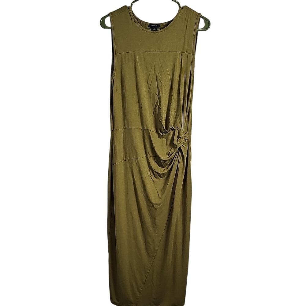 Halogen Green Rusched Knot Maxi Dress Size Medium NWOT